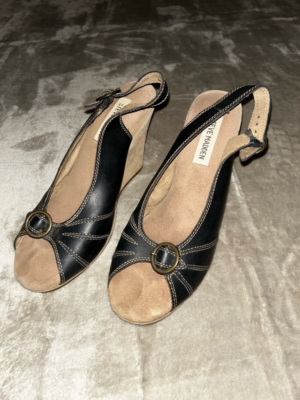 Steve Madden Peep-Toe Slingback Wedges 8